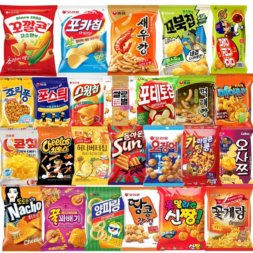 봉지과자 선물세트 25종 홈런볼 신짱 치토스 꼬깔콘 허니버터칩 포스틱 꿀꽈배기 콘칲 양파링 오사쯔 포테토칩