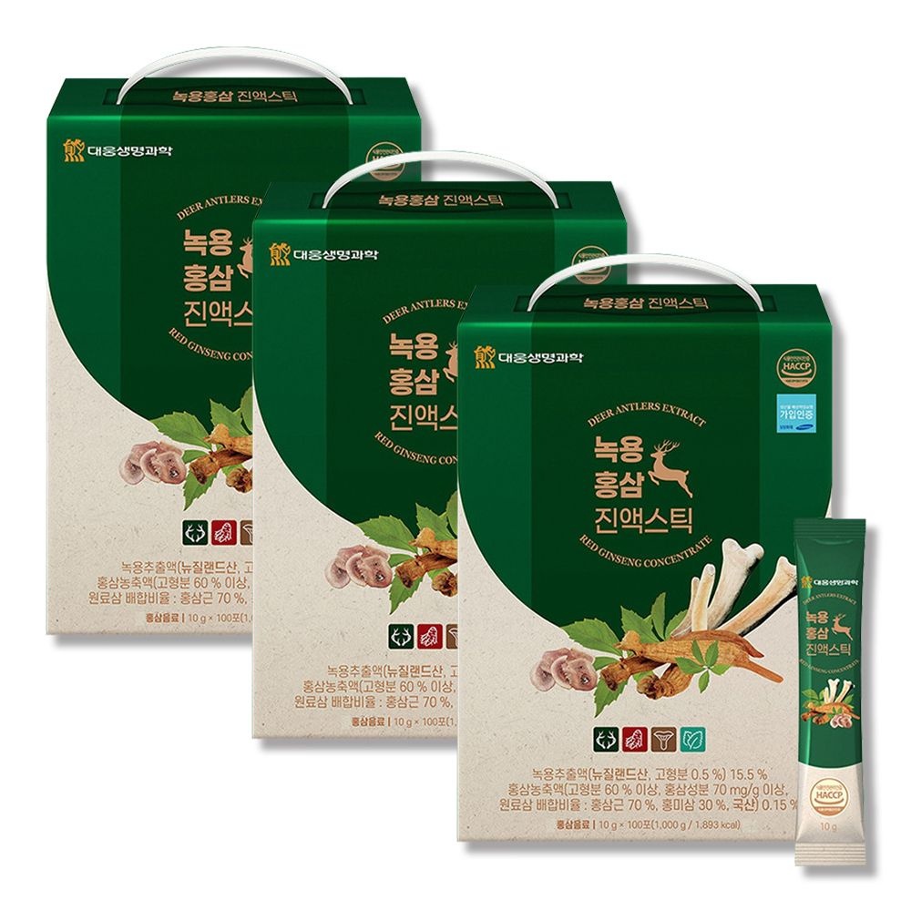 녹용홍삼 진액스틱 3개 대용량 선물세트 먹기편한 개별 스틱 포장