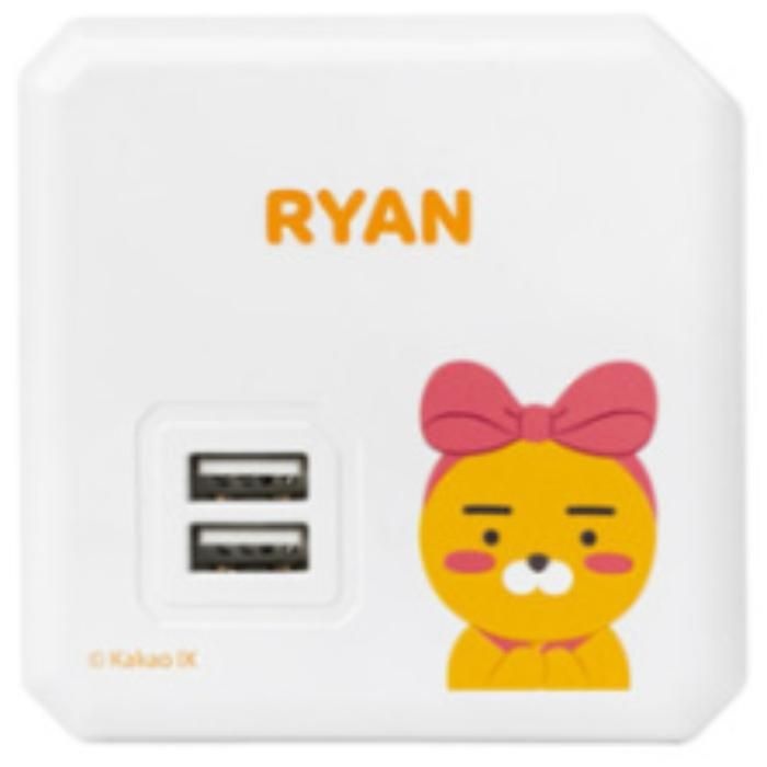 Allocacoc 파워큐브 멀티탭 블럭 카카오 4구 USB 리본라이언