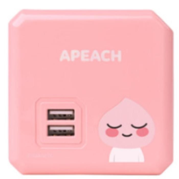 Allocacoc 파워큐브 멀티탭 블럭 카카오 4구 USB 핑크 어피치