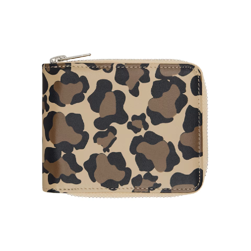 베이지 브라운 레오파드 프린트 지갑 251108M164000
