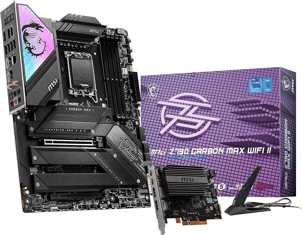[해외] MSI MPG Z790 Carbon MAX WiFi II 게이밍 마더보드 12세대/13세대/14세대 인텔 프로세서, LGA 1700, DDR5, PCIe 5.0, M.2, 2.5Gbps LAN, USB