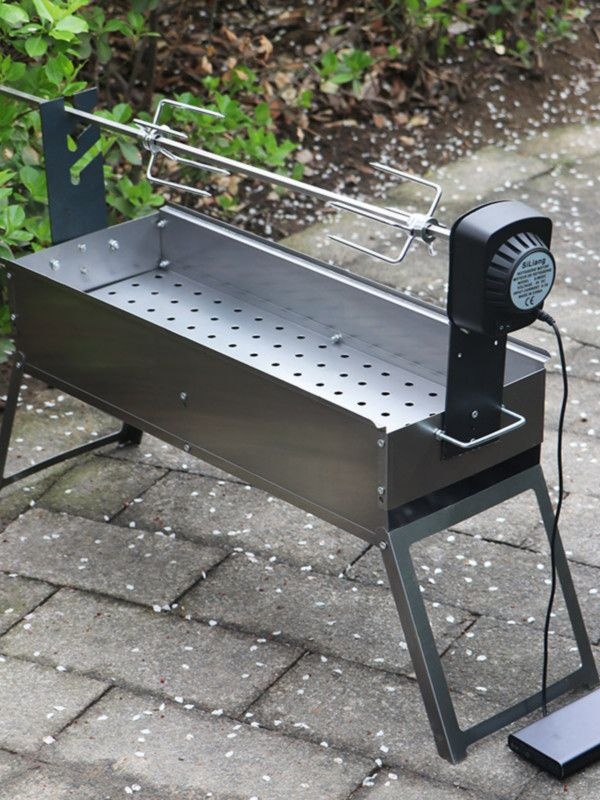 [해외] 대형 캠핑 바베큐 전기그릴 자동회전 숯불 화로대 자동 회전 석쇠형 BBQ 조리기구