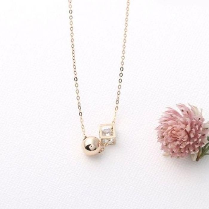 [S608B64]볼 큐브 베이직목걸이 금 목걸이 14K 6mm