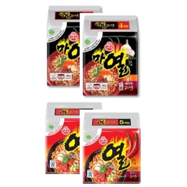 | 오뚜기 | | 오뚜기 | 마열라면 (120GX4) 2개+열라면 (120GX5) 2개 출출할때 야식으로 간편식 휴게실 편의점간식 해물맛 칼칼한백