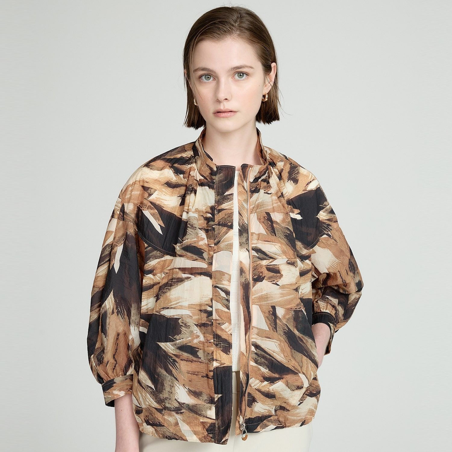 [롯데백화점] 닥스 레이디스 [25FW] 브라운 프린트 경량 점퍼 DLJU5D803W2 LE1220054897