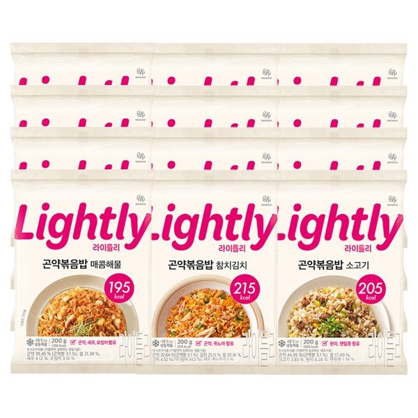 (현대Hmall) 라이틀리 곤약볶음밥 200g 매콤해물 4개 + 참치김치 4개 + 소고기 4개