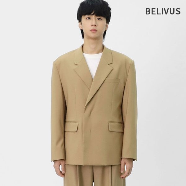 [패션플러스][빌리버스]빌리버스 남성 데일리 자켓 오버핏 수트 테일러드 투버튼 캐주얼 정장 BYM018