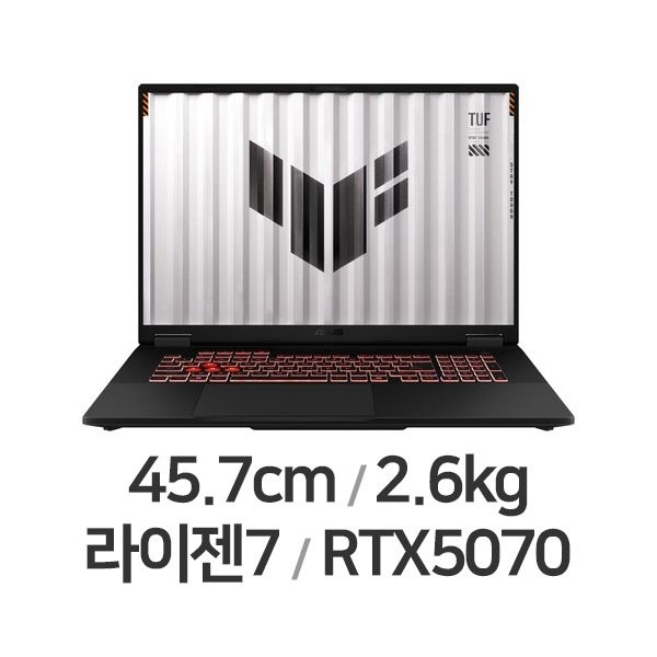 ASUS [ASUS] 게이밍 노트북 TUF Gaming A18 FA808UP-S8017 /Ryzen7 260 /RTX5070 /16GB /512GB /FreeDos