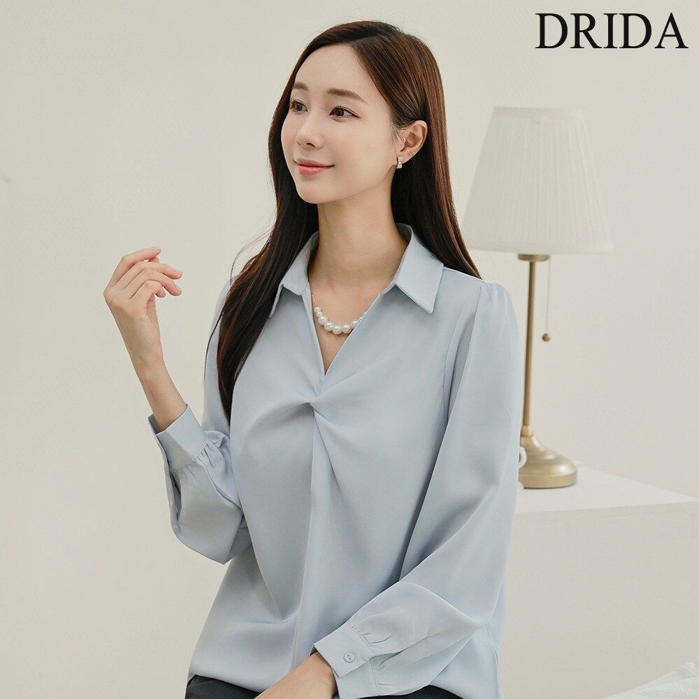 진주 네크리스 카라 쉬폰 빅사이즈 블라우스 미시 하객 상견례 모임 오피...