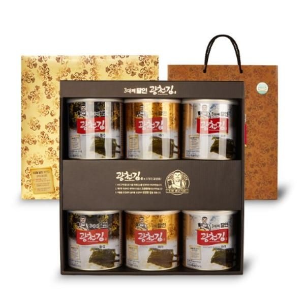 | 광천김 | 3대째 달인 프리미엄 선물세트 6호 천일염 신선한기름 먹기편한 팬트리 바삭한 고소한