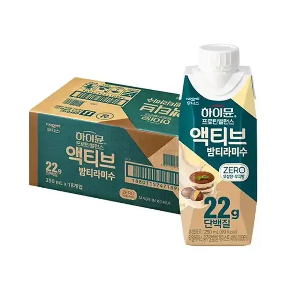 일동후디스 후디스 하이뮨 프로틴 밸런스 액티브 22g 밤티라미수 ZERO 250ml, 18입, 1개