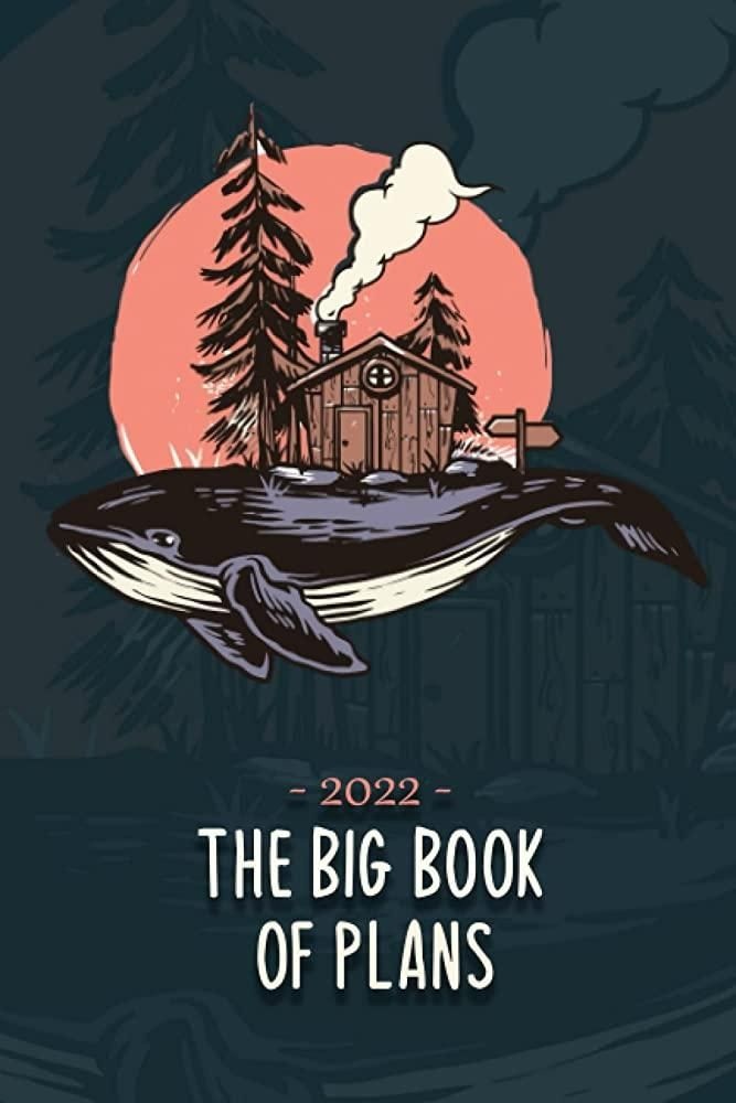 [해외] 2022 Daily Planner and calendar, your big book of plans with a 2022 calendar, a whale on the background of a cottage in the woods