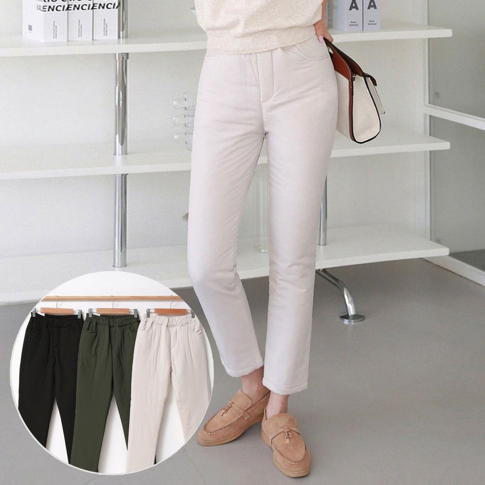 비비드글램 파우더리 패딩 밴딩팬츠 3color 겨울 트레이닝 바지 빅사이즈 F-XL