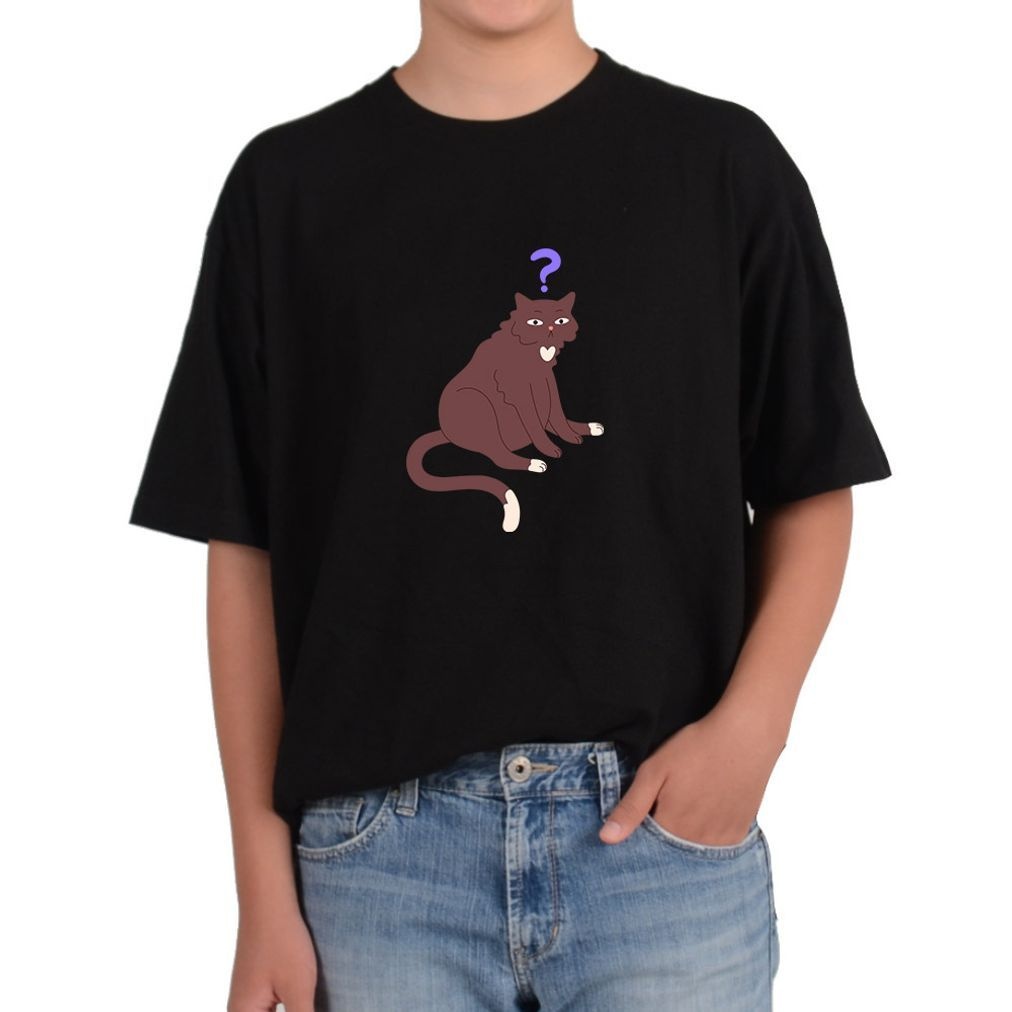 오버핏반팔티 고양이 야옹이 물음표 놀람 잉 이게뭐야 모든색상 모든사이즈 오버핏반팔코디