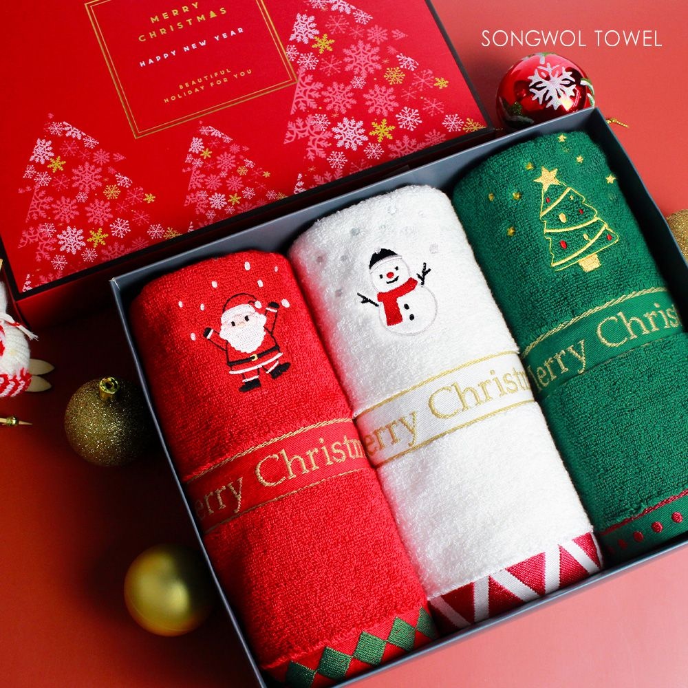 롯데리아 송월타올 고급타월 수건 크리스마스선물 호텔 쇼핑백 2매 세트 포함 140g 소품