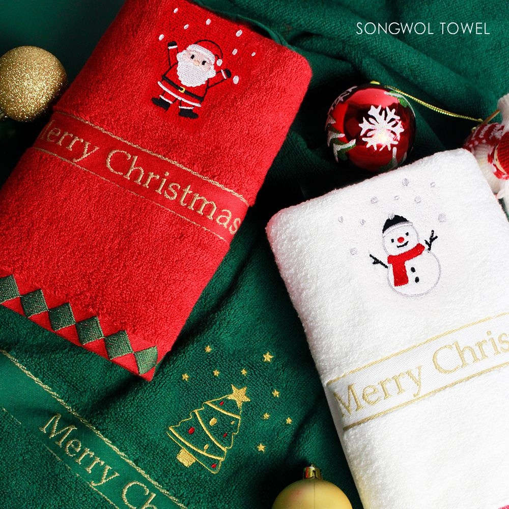 롯데리아 송월타올 성탄절수건 크리스마스 호텔 타월 1장 선물