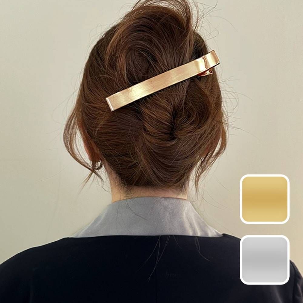 롯데리아 올림머리 일자핀 큰집게핀 무광실버 대형 헤어악세사리 반묶음핀 메탈