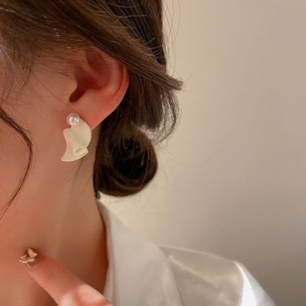 [교보문고] 유니블링 진주 드롭 실버 순은 925 데일리 원터치 은침 귀걸이