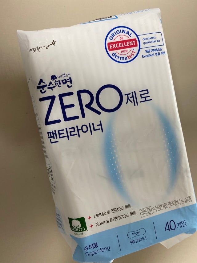 (18cm) 순수한면 제로 순면 팬티라이너 40P X 4 / 100% 자연순면커버