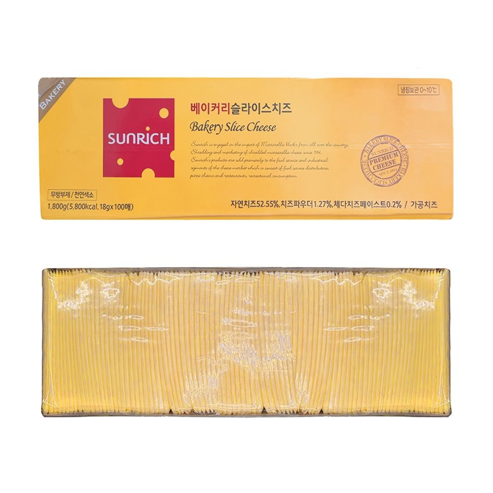[온세일]썬리취 베이커리 체다 슬라이스치즈 1.8kg(100매입)