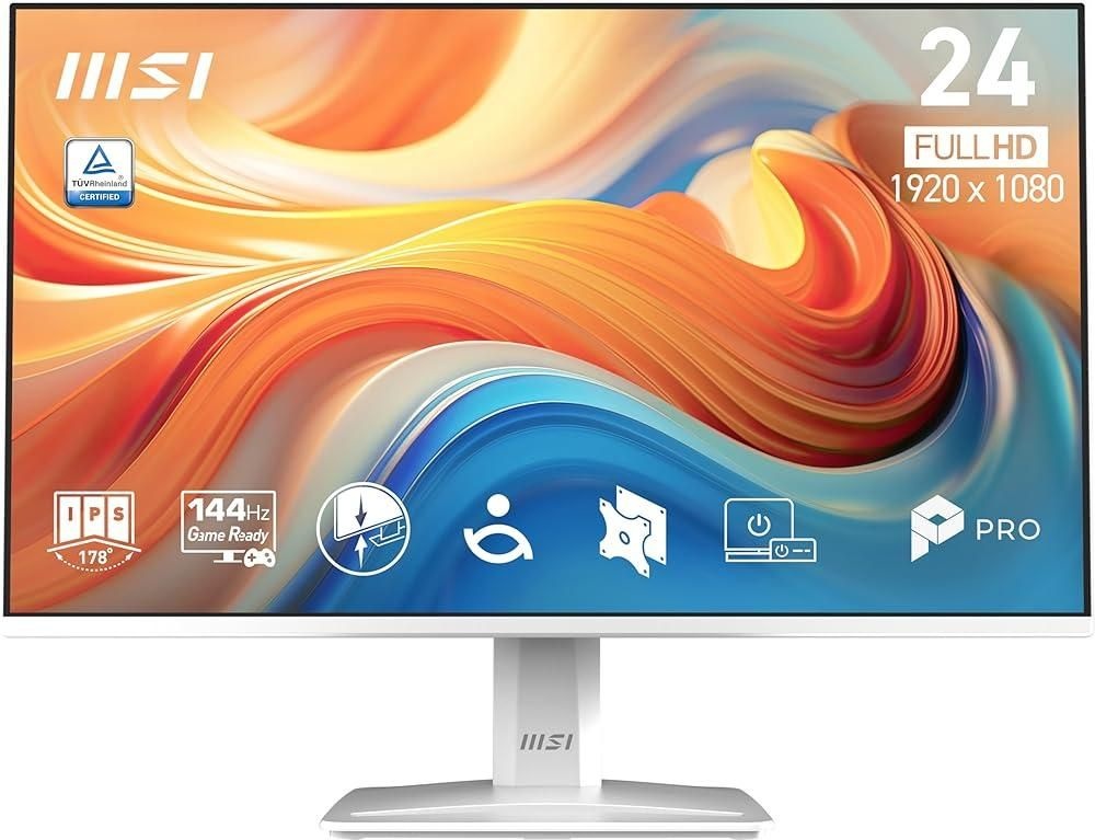 [해외] MSI PRO MP243W E14 24인치 IPS 1920 x 1080(FHD) 컴퓨터 모니터, 144Hz, 어댑티브 싱크, HDR 지원, HDMI, 디스플레이 포트, VESA 장