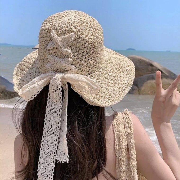 프렌치아 레이스 리본 버킷햇 모자  벙거지모자 선캡 여름모자 봄모자 가을모자 바캉스 니트모자