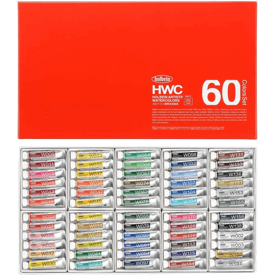 홀베인 Holbein 수채화 물감 5ml 60색 전문가용 세트 W411