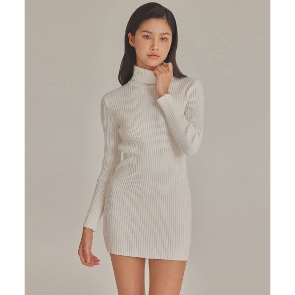 TOPGIRL 매장정품 TOPGIRL RIBBED HIGH NECK KNIT MINI DRESS_T423DS500