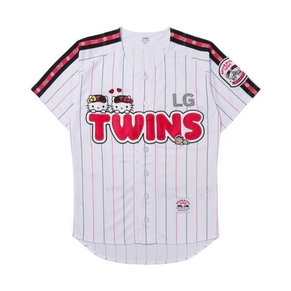 LG 트윈스 x 헬로 키티 캐릭터 유니폼 화이트 핑크 (논 마킹 버전)