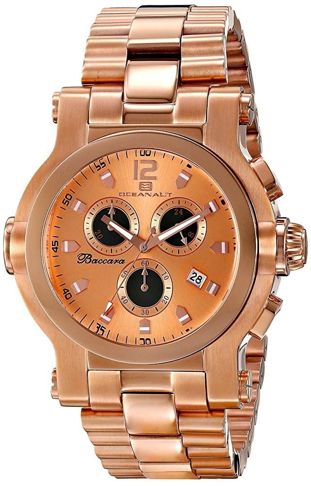 Oceanaut 남성용 OC0825 바카라 XL 아날로그 디스플레이 쿼츠 로즈 골드 시계, 골드., 크로노그래프, 무브먼트