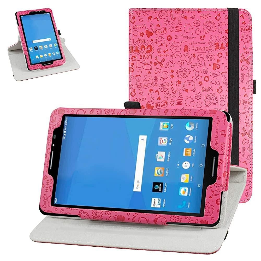 [해외] AT&T Trek 2 HD 회전 케이스 (모델 6461A), Mama Mouth 360도 스탠드, 귀여운 커버 포함, 8인치 ZTE K88/ZPad 8 K81 안드로이드 태