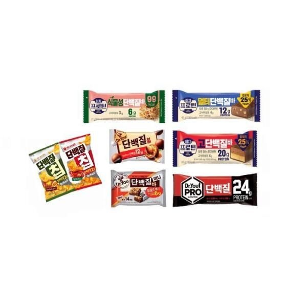 사진 첨부 [셀러허브 식품] 단백질 스낵 8종 각1개씩 세트 (단백질바, 단백질볼, 닥백질칩, 멀티, 식물성단백질, 고단백, 프