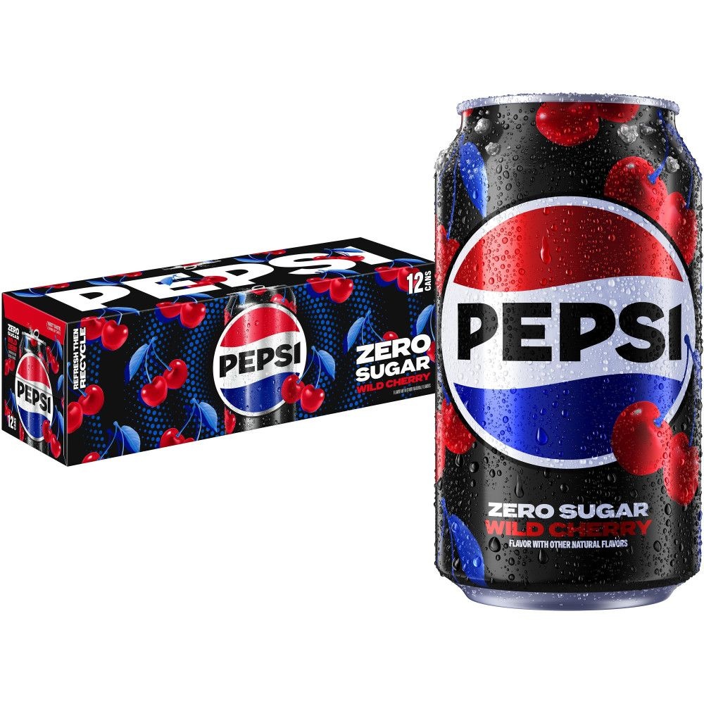 [해외] Pepsi Zero Sugar Cola Soda Wild Cherry 미국 펩시 콜라 제로 슈가 무설탕 와일드 체리 355ml 12캔