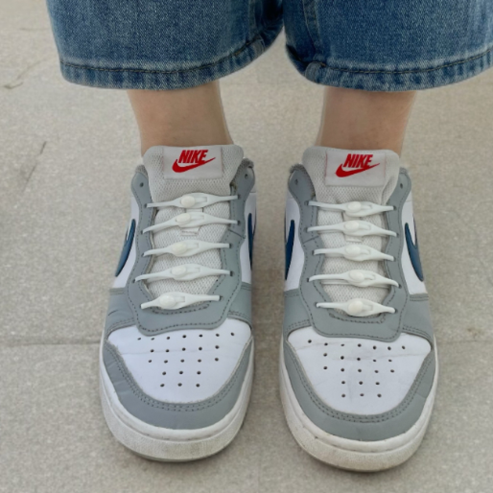 중국OEM 운동화끈고정 안묶는 신발끈조이개 짧은신발끈 흰색 12P