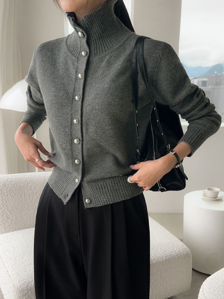 다바걸 [패션플러스][다바걸][D&B made] [더 니트]홀덤실버울니트가디건