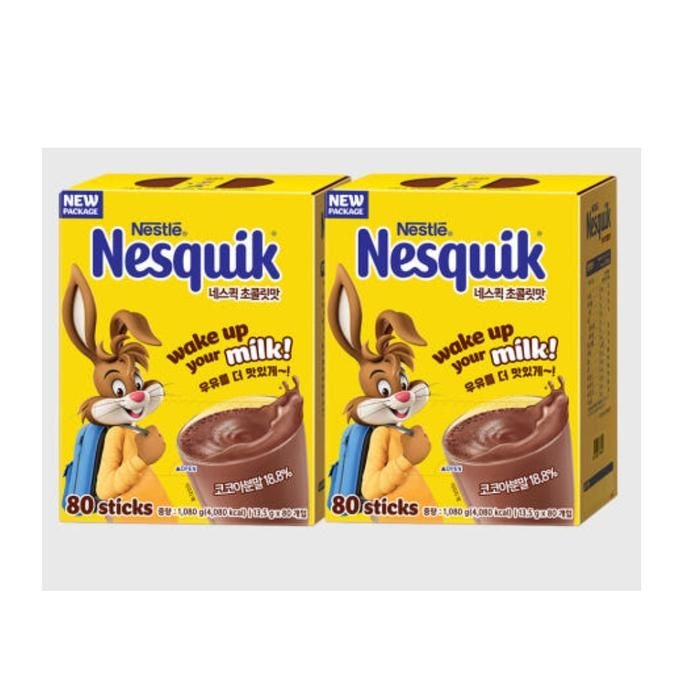브라질네슬레 네스퀵 음료 초콜릿맛 우유 스틱 간식 어린이 80T X 2