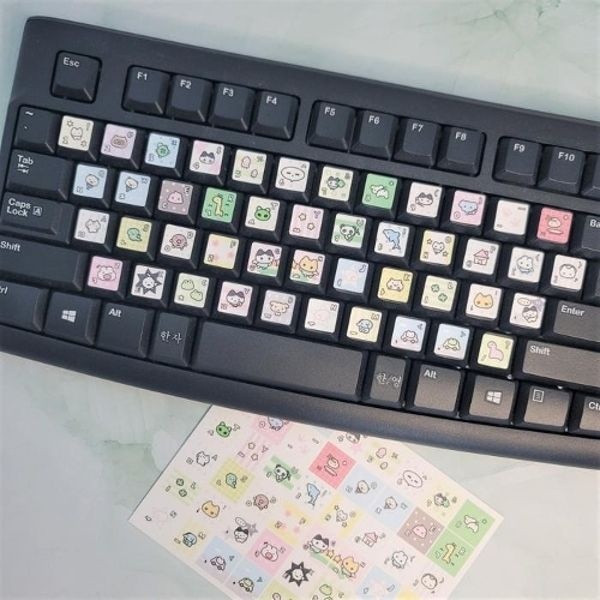 캐릭터 키보드 노트북 스티커 맥북 귀여운 한글 자판 꾸미기 커스텀 B...