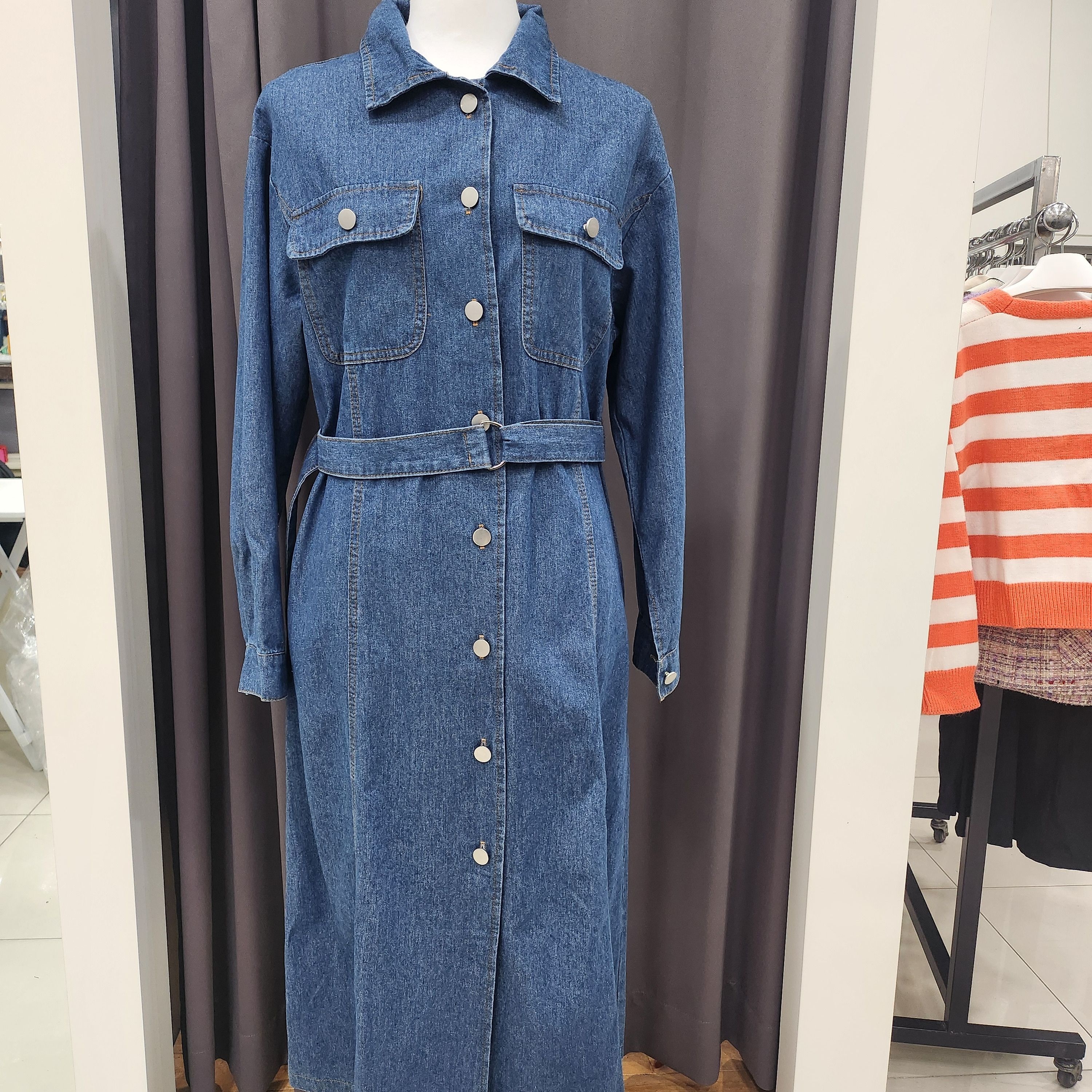 포커스 [모다아울렛][포커스]벨티드 셔츠형 데님 원피스_FF4H7OP0042 양산점