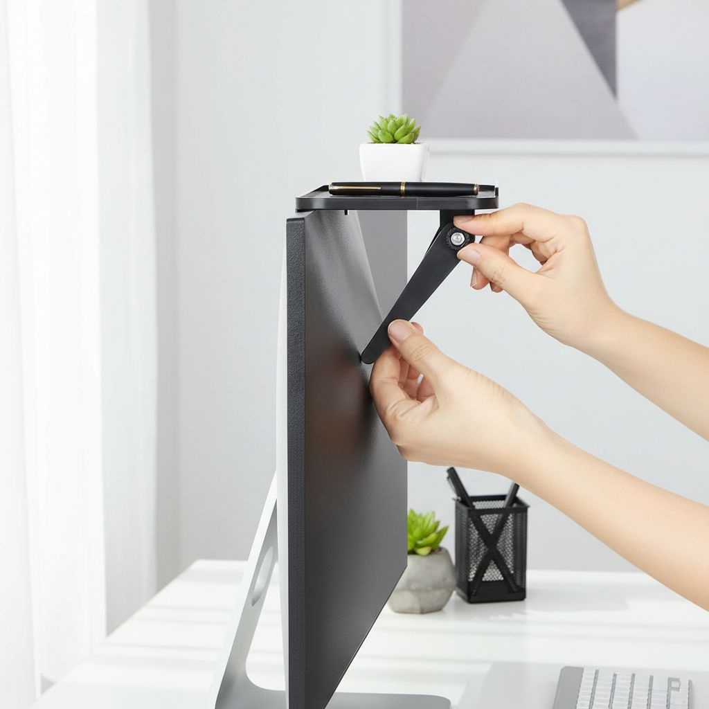 모니터거치대 중 고급형 무타공브라켓 셋탑박스 공유기선반