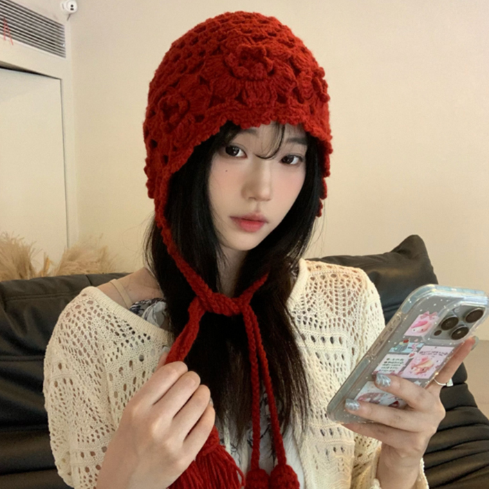 니트 귀달이 비니 여성 버킷햇 겨울 모자 방한