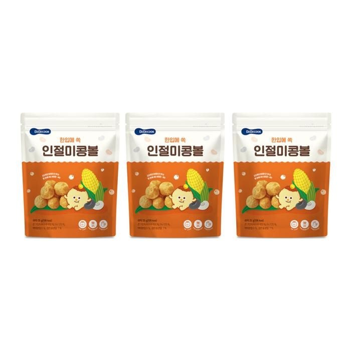 베베쿡 한입에 쏙 인절미콩볼 X3 야외 외출 간편 간식