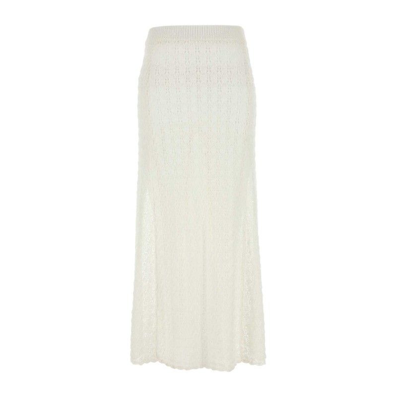 GANNI 가니 화이트 크로셰 하이웨이스트 맥시 스커트 K2546 135