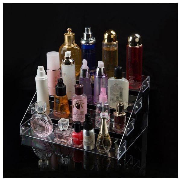 Hajju 아크릴 진열대 4단 매니큐어 향수 화장품 립스틱 깔끔 정리 DIY 계단식 구조 화장대 정리 네일아트