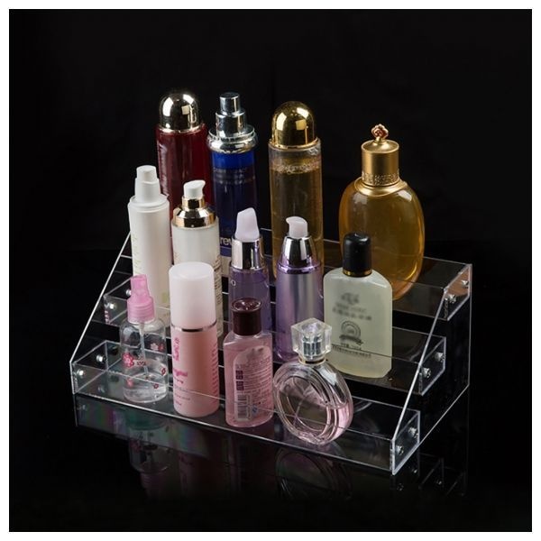Hajju 아크릴 진열대 3단 매니큐어 향수 화장품 립스틱 깔끔 정리 DIY 계단식 구조 화장대 정리 네일아트