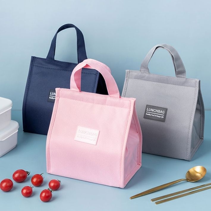 심플 파스텔 레터링 직사각 찍찍이 미니 보냉 가방 직장인 도시락 이유식 피크닉 보온 보냉백 쿨링백 런치백 S M L