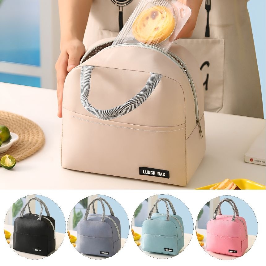 심플 레터링 집업 미니 보냉 가방 직장인 도시락 이유식 피크닉 보온 보냉백 쿨링백 런치백