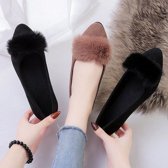 여성 겨울 데일리 스웨이드 플랫 슈즈 기모안감 편한 구두