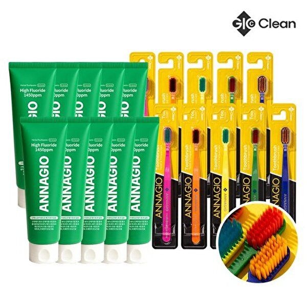 [케이보은제약][지오클린]지오클린 안나지오 구취케어 치약 100g 10개 + 칫솔 10개입