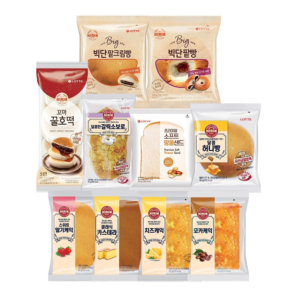 [롯데웰푸드]인기 기린빵 10종 10개 골라담기 모카 치즈 땅콩 팥크림 꿀호떡 외 : 롯데ON